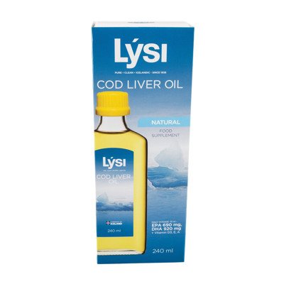 LYSI COD LIVER OIL, NATŪRALŪS ŽUVŲ TAUKAI, NATŪRALAUS SKONIO, 240 ml