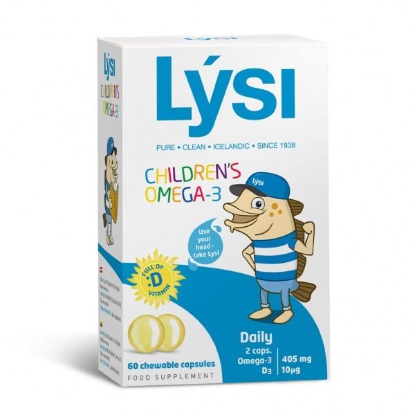 LYSI maisto papildas CHILDREN'S OMEGA-3, 60 kramtomųjų kaps.