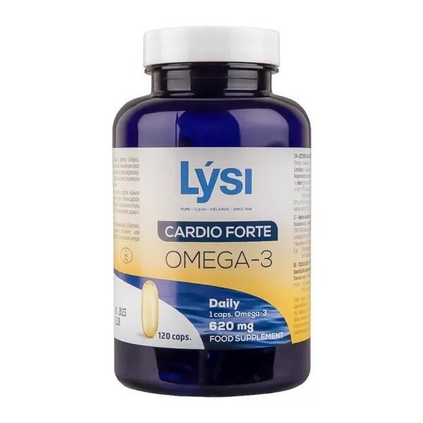 LYSI omega 3 Cardio forte žuvų taukai kapsulėse, N120