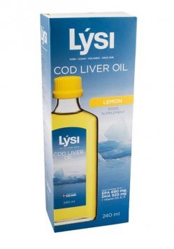 LYSI Žuvų taukai skysti, citrinų skonio, 240 ml