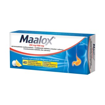 MAALOX, 400 mg + 400 mg, kramtomosios tabletės, N40