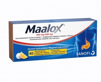 MAALOX (be cukraus) 400 mg/400 mg kramtomosios tabletės N40