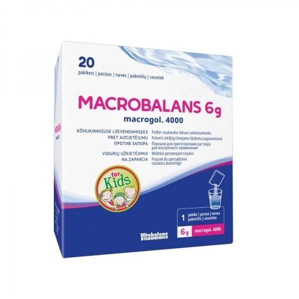 MACROBALANS milteliai geriamajam tirpalui vaikams N20, 6 g