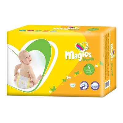 MAGICS EASYSOFT MAGICAL TUBES MAXI, sauskelnės, 9-, dydis 4, 48 vnt., 14 kg