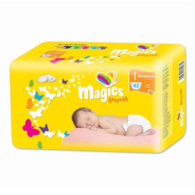 MAGICS EASYSOFT MAGICAL TUBES - NEWBORN, vaikiškos sauskelnės, 2-, 42 vnt. (1 dydis), 5 kg