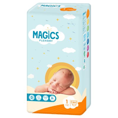 MAGICS FLEXIDRY NEWBORN, sauskelnės, 2-, N50, 5 kg