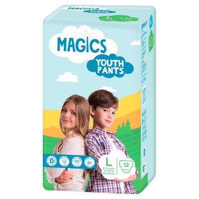 MAGICS PYJAMA PANTS, Sauskelnės kelnaitės, L 27-, N12, 57 kg