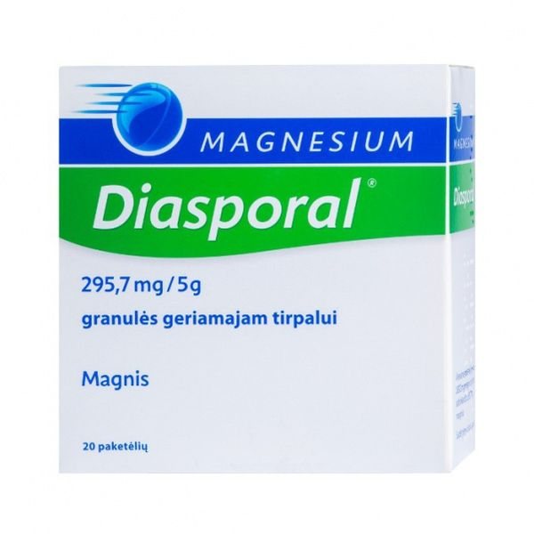 MAGNESIUM DIASPORAL 295,7 mg/ granulės geriamajam tirpalui N20, 5 g