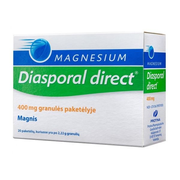 MAGNESIUM DIASPORAL DIRECT 400 mg granulės pakelyje N20