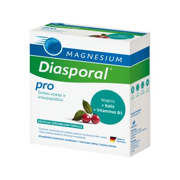 MAGNESIUM Diasporal Pro širdies veiklai ir kraujospūdžiui milteliai N20