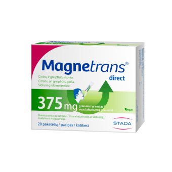 MAGNETRANS DIRECT (magnis), 375 mg, citrinų ir greipfrutų skonio granulės, 20 paketėlių