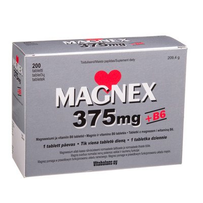 MAGNEX + B6, 375 mg, 200 tablečių