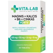 Magnis + Kalcis + B6 + Cinkas VITA-LAB FORTE, 30 tablečių