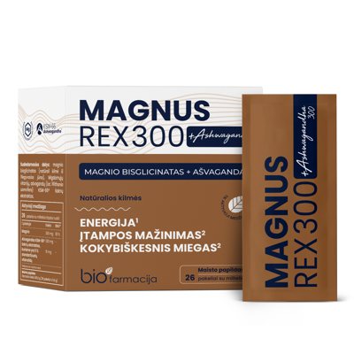 MAGNUS REX 300 + Ashwagandha 300, 28 paketėliai