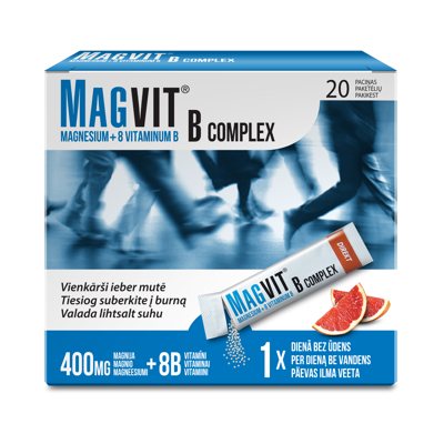MAGVIT B COMPLEX, tirpios granulės burnoje, 20 vnt
