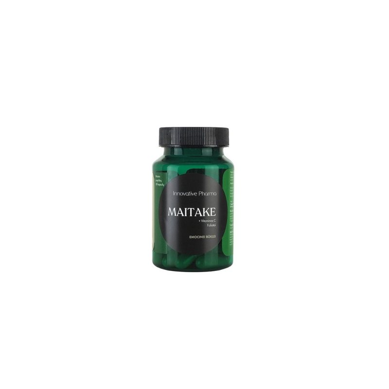 Maisto papildas emocinei būklei INNOVATIVE PHARMA MAITAKE+ VITAMINAS C + FOLIATAI, 30 kaps.