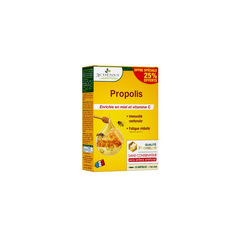 Maisto papildas su vitaminu C LES TROIS CHENES PROPOLIS, 20 ampulių, 10 ml