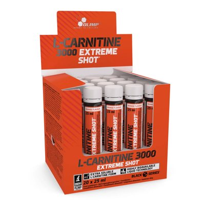 Maisto papildas svorio kontrolei Olimp L-Carnitine 3000 Extreme Shot Apelsinų skonio, 20 x 25 ml