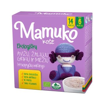 MAMUKO ekologiška avižų, žaliųjų grikių ir miežių košė, nuo 6 mėn., LT-EKO-001, 240 g