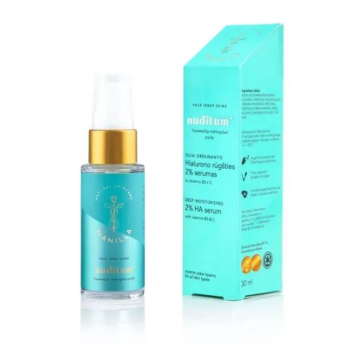 MANILLA hialurono rūgšties 2% serumas su vit.C ir B5 NUDITUM, 30 ml
