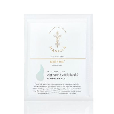 MANILLA skaistinanti odą alginatinė veido kaukė su acerola ir vit. C, UNISON, 30 g