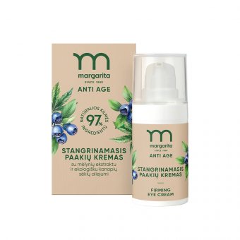 MARGARITA ANTI AGE stangrinamasis paakių kremas su mėlynių ekstraktu ir kanapių sėklų aliejumi, 15 ml