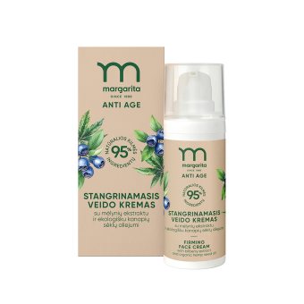 MARGARITA ANTI AGE stangrinamasis veido kremas su mėlynių ekstraktu ir kanapių sėklų aliejumi, 50 ml