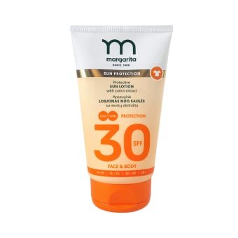 MARGARITA apsauginis losjonas nuo saulės su morkų ekstraktu, SPF 30, nuo ., 150 ml, 3 m