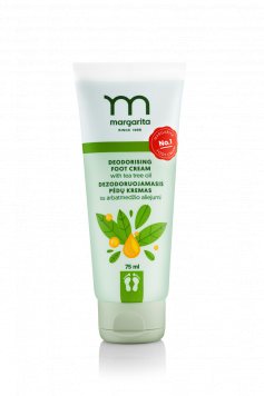 MARGARITA dezodoruojamasis pėdų kremas su arbatmedžio aliejumi, 75 ml