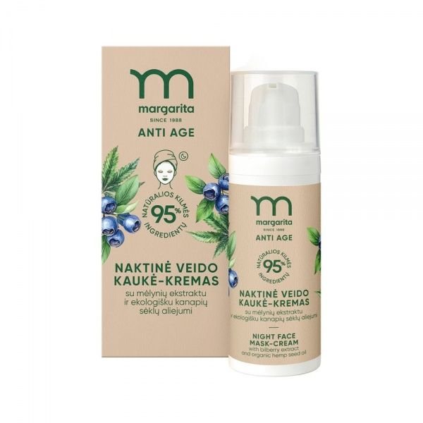 MARGARITA naktinė veido kaukė-kremas ANTI AGE, 50 ml