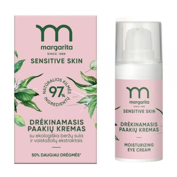 MARGARITA paakių kremas su ekologiška beržų sula ir vaistažolių ekstraktais SENSITIVE SKIN, 15 ml