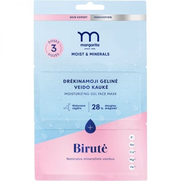 MARGARITA veido kaukė MOIST & MINERALS, 3 vnt