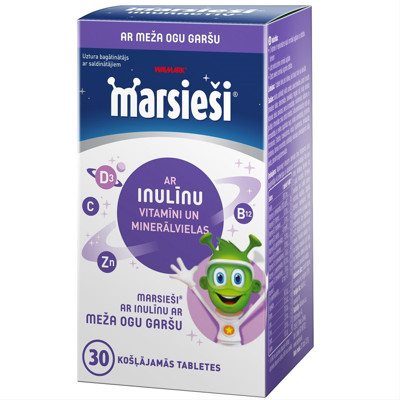 MARSIEČIAI SU INULINU, miško uogų skonio, 30 tablečių