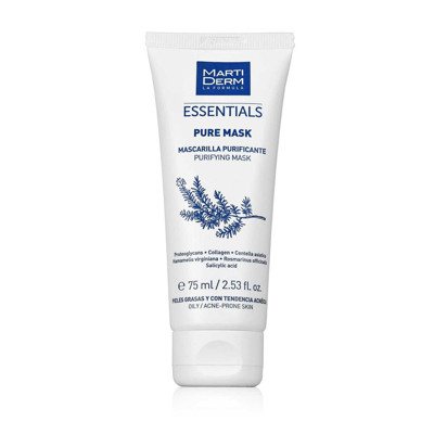 MARTIDERM PURE MASK, baltojo molio kaukė riebiai/spuoguotai veido odai, 75 ml