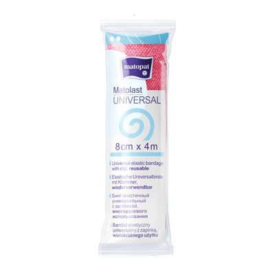 MATOLAST UNIVERSAL, elastinis bintas, x 4m, FPP, nesterilus, raudonos sp., 1 vnt., 8 cm