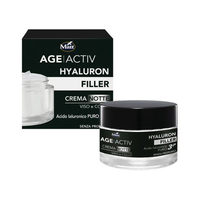 MATT AgeActiv Hyaluron Filler naktinis kremas veidui ir dekoltė, 50 ml