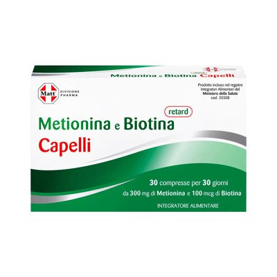 MATT DIVISIONE PHARMA Metionina e Biotina retard, plaukams, 30 tablečių