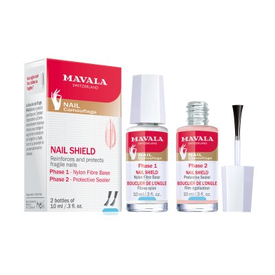 Mavala dvikomponentis apsauginis trapių nagų stipriklis NAIL SHIELD, 2 x 10 ml