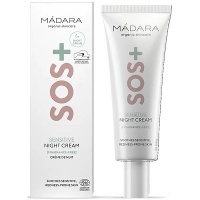MÁDARA, Naktinis veido kremas jautriai odai SOS+ SENSITIVE, ekologiškas, 70 ml