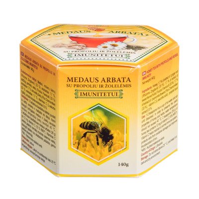 MEDAUS ARBATA SU PROPOLIU IR ŽOLELĖMIS, imunitetui, 140 g