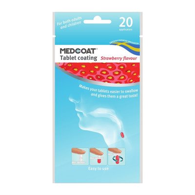 MEDCOAT, tablečių apvalkalas su saldikliu, braškių skonio, N20