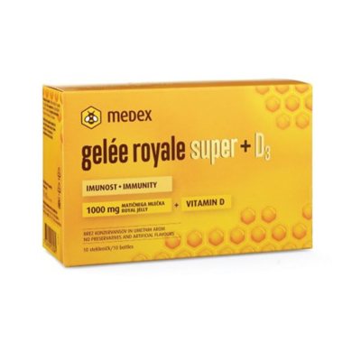 MEDEX GELEE ROYALE SUPER + D3 VIALS, 16 buteliukų, 9 ml