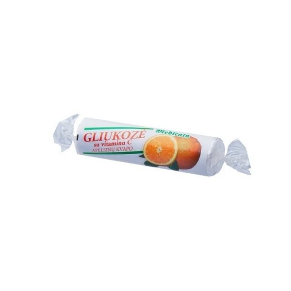 MEDICATA GLIUKOZĖ, apelsinų skonio, 10 tab.