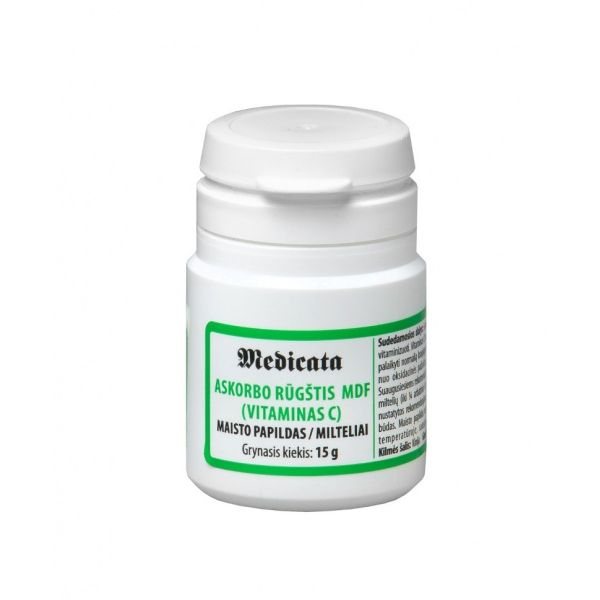 MEDICATA maisto papildas milteliais ASKORBO RŪGŠTIS, 15 g