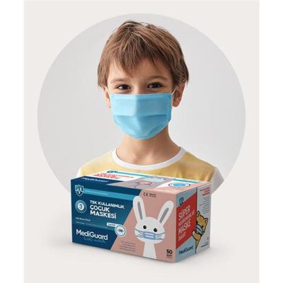 MEDICININĖS VIENKARTINĖS VAIKIŠKOS VEIDO KAUKĖS ( SU BLUE), 50 vnt