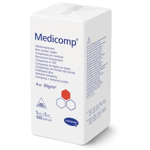 MEDICOMP sterilus neaustinės medžiagos tvarstis, 25 vnt., 5 x 5 cm