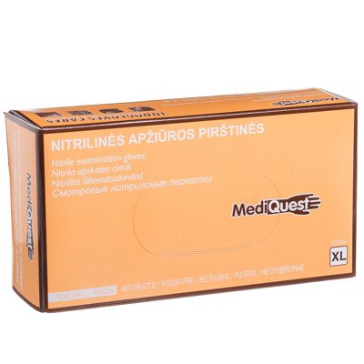 MEDIQUEST, nitrilinės pirštinės be pudros, XL, 100 vnt