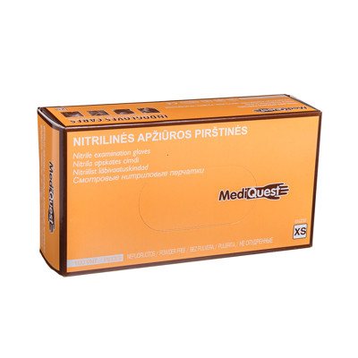 MEDIQUEST, nitrilinės pirštinės be pudros, XS, 100 vnt