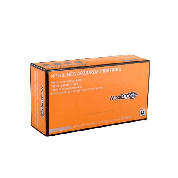MEDIQUEST nitrilo pirštinės, be pudros, dydis M, N100