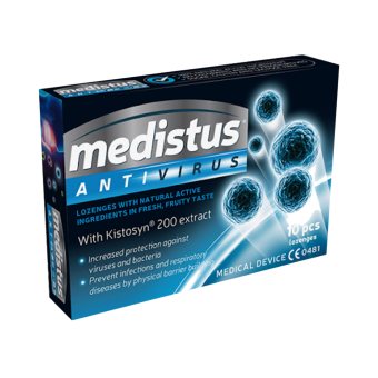 MEDISTUS ANTIVIRUS pastilės, nuo ., 10 pastilių, 6 m